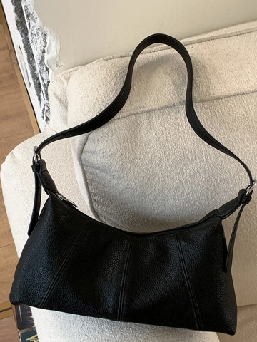 French Retro Hobo Bag For Women Large Capacity Pebbled PU Leather Minimalist Shoulder Crossbody Baguette Bag Casual Commuting Handbag