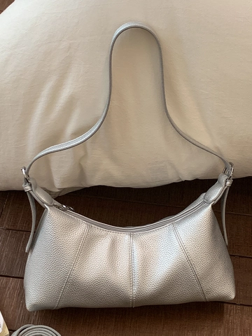 French Retro Hobo Bag For Women Large Capacity Pebbled PU Leather Minimalist Shoulder Crossbody Baguette Bag Casual Commuting Handbag