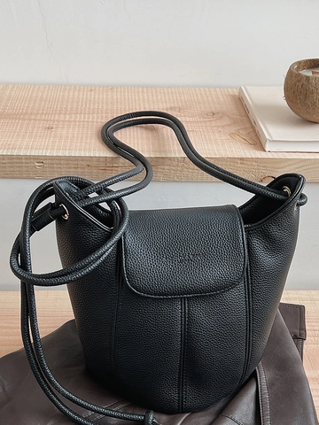 Sac Seau Rétro en Cuir PU pour Femme avec Grain de Litchi Minimaliste Urbain Simple Sac à Bandoulière pour Navette Quotidienne Sac à Main Dame