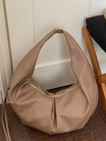 Grote Capaciteit PU Leer Geplooid Dumpling Tas Retro Lazy Stijl Vrouwen Schoudertas Crossbody Tas Koreaanse Hobo Tas