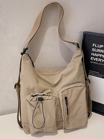 Borsa a Tracolla Casual Minimalista Stile Coreano Multitasche Donna Moda Contrasto Grande Capacità Nylon Borsa a Spalla
