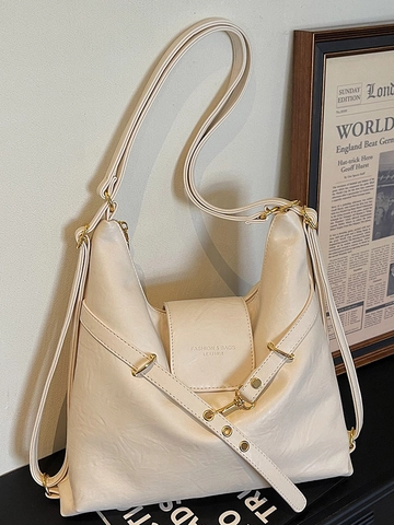 Bolso Tote de Mujer de Gran Capacidad Vintage Cuero PU Bolso de Bandolera Minimalista Urbano Color Sólido Bolso de Mano de Moda Viaje Compras