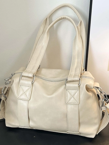 Retro PU Leder Boston Schultertasche Große Kapazität Umhängetasche Kissentasche Für Damen Urban Einfach Lässige Reise Handtasche