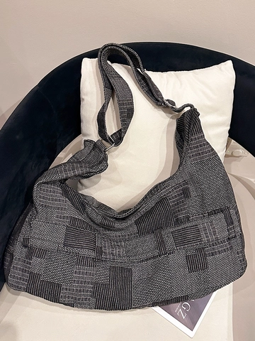 Damen Denim Schultertasche Große Kapazität Retro Gestreifte Hobo Tasche Lässige Tote Umhängetasche Verstellbarer Riemen Handtasche