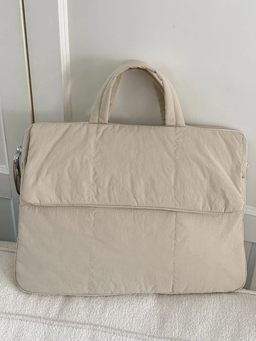 Bolsa Ligera Acolchada para Portátil para Mujer Minimalista Urbano Bolso de Mano Grande Casual Daily Commuter Bag con Bolsillo de Cremallera Color Sólido Patrón de Cuadrícula Bolso de Mano