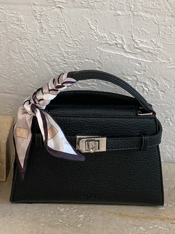 Petit Sac Carré Minimaliste Femme en Cuir PU Motif Litchi Sac à Bandoulière Avec Foulard en Soie Rétro