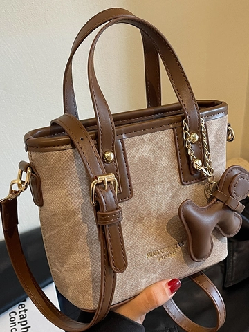 Bolso Bombonera Minimalista Urbano Mujer Cuero PU Mosaico Bandolera Hombro Elegante Bolso de Mano con Colgante Desmontable
