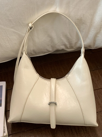 Vintage PU Leather Hobo Shoulder Bag For Women Large Capacity Retro Underarm Bag Fashion Simple Commuting Single Strap Handbag