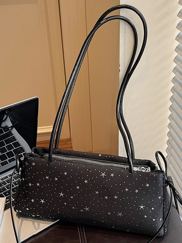 Borsa a Spalla da Donna con Motivo a Stelle Grande Capacità Borsa Sottoascellare in Tessuto con Stampa Stellata Doppi Spallacci Casual Moda
