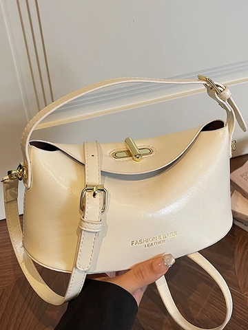 Women PU Leather Shoulder Bag Urban Simple Crossbody Handbag Fashion Stitching Small Square Bag With Metal Lock Purse For Daily