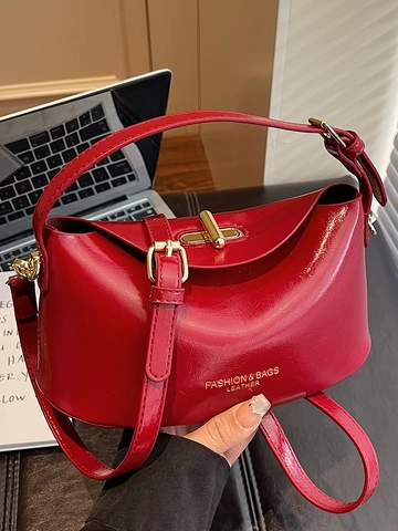 Women PU Leather Shoulder Bag Urban Simple Crossbody Handbag Fashion Stitching Small Square Bag With Metal Lock Purse For Daily
