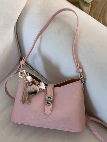 Damen PU Leder Schultertasche Große Kapazität Hobo Bucket Bag Mit Lychee-Muster Und Metallschloss Für Den Täglichen Pendelverkehr
