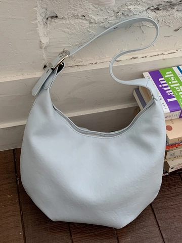 Women Retro PU Leather Hobo Shoulder Bag Minimalist Moon Shaped Dumpling Underarm Bag With Adjustable Strap Casual Tote