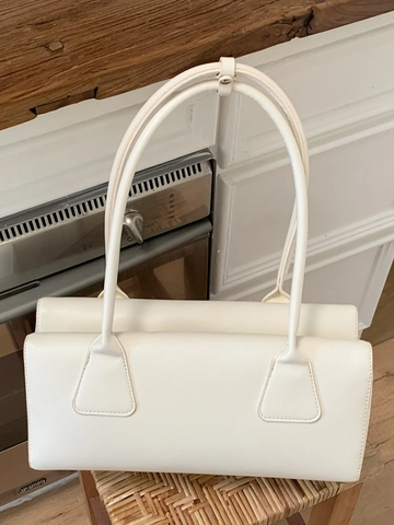 Bolso Baguette de Cuero PU Vintage para Mujer Bolso de Hombro Axila Urbano Simple de Gran Capacidad de Color Sólido Casual