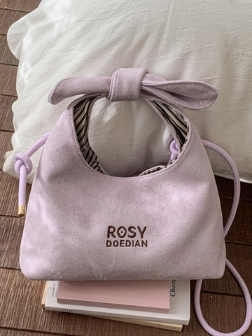 Damen Schultertasche Violett Koreanischer Stil Schleife Griff Eimertasche Minimalistisch Pendeln Handtasche Umhängetasche