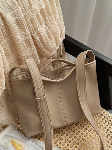 Bolso de Hombro de Cuero PU Vintage para Mujer Bolso Tote de Gran Capacidad Con Correa Ajustable Diario Casual Bolso de Axila