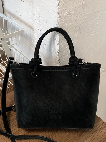 Vintage Women PU Leather Handbag Knot Handle Square Crossbody Bag Solid Color Commute Shoulder Bag With Mushroom Charm