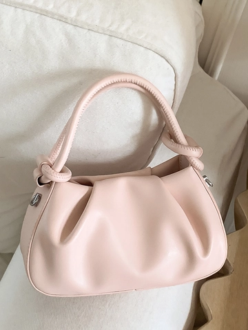 Sac à Main Minimaliste Plissé pour Femmes Cloud Ruched Bandoulière Rétro en Cuir PU Crossbody avec Poignée à Nœud
