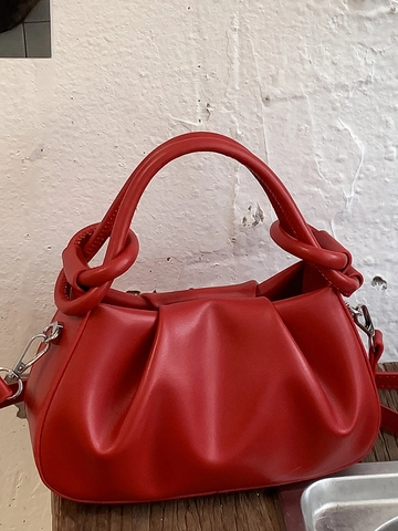 Sac à Main Minimaliste Plissé pour Femmes Cloud Ruched Bandoulière Rétro en Cuir PU Crossbody avec Poignée à Nœud