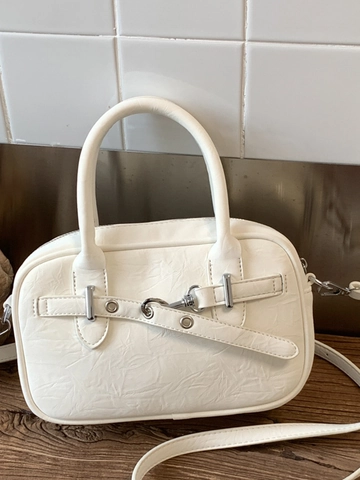 Sac Oreiller de Style Américain Rétro pour Femmes Sac à Main Décontracté à la Mode en Cuir PU Sac à Bandoulière Avec Pendentif Ours