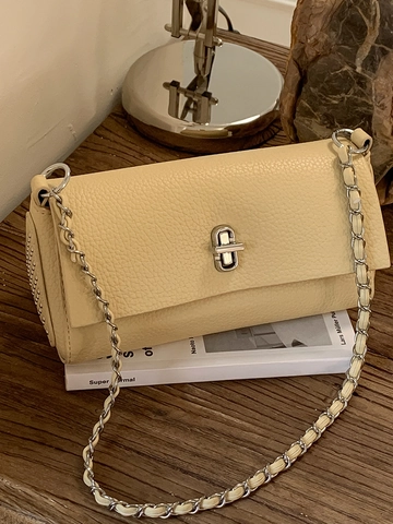 Borsa a Tracolla da Donna in Pelle PU Martellata Piccola Borsa a Tracolla Quadrata Con Catena Vintage Urbana Minimalista