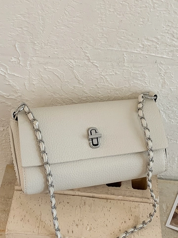 Borsa a Tracolla da Donna in Pelle PU Martellata Piccola Borsa a Tracolla Quadrata Con Catena Vintage Urbana Minimalista