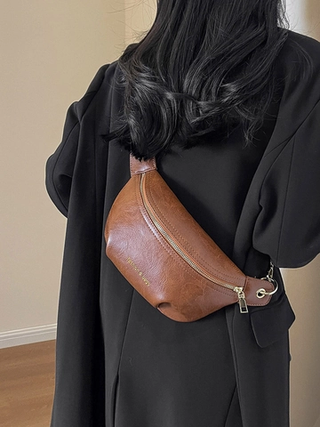 Borsa da Petto Vintage in Pelle PU da Donna Con Tracolla Larga Etnica Borsa a Sella Retro Borsa a Tracolla Marsupio Grande
