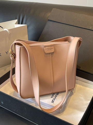 Borsa a Secchiello in Pelle PU di Grande Capacità per Donna Moda Urbana Semplice Borsa a Tracolla Sottobraccio per Pendolare