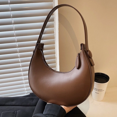 Borsa Hobo a Mezzaluna in Pelle PU Minimalista per Donna Borsa a Tracolla Sottobraccio Vintage per il Pendolarismo Quotidiano