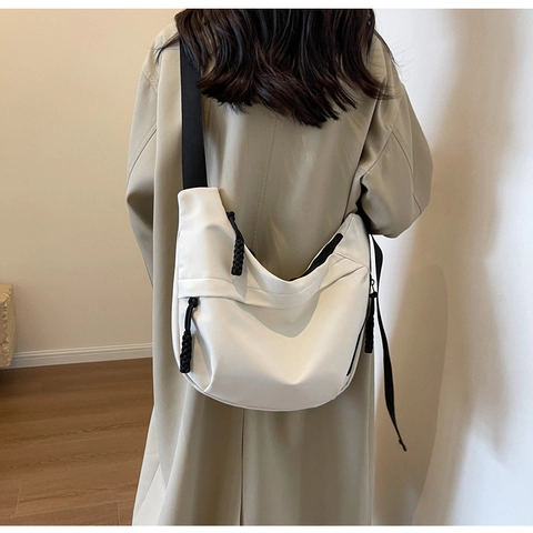 Women Nylon Dumpling Shoulder Bag Large Capacity Casual Crossbody Bag Solid Color Soft Oxford Cloth Daily Handbag
