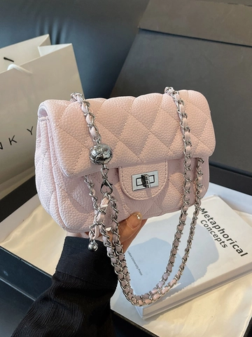 Fashion Women Quilted Rhomboid Small Square Bag PU Leather Chain Strap Shoulder Bag Korean Style Crossbody Handbag