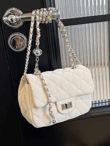 Fashion Women Quilted Rhomboid Small Square Bag PU Leather Chain Strap Shoulder Bag Korean Style Crossbody Handbag