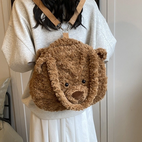Süße Barcelona Bär Plüsch Schultertasche Große Kapazität Multifunktionaler Rucksack Damen Mädchen Süße Mode Cartoon Tasche