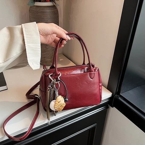 Sac à Main en Cuir PU Mode Coréenne Pour Femmes Grande Capacité Sac à Épaule Bandoulière Boston Retro Sac Cabas