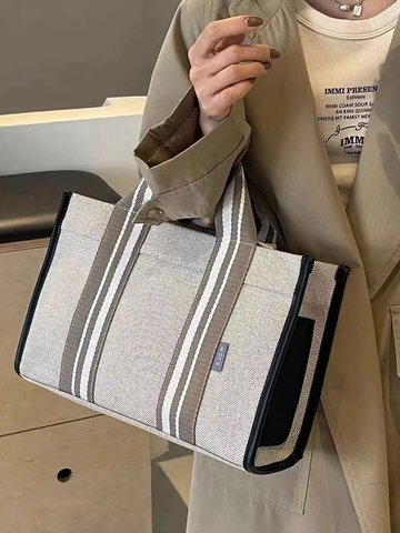 Γυναικεία Τσάντα Tote από Καμβά Μεγάλης Χωρητικότητας Ριγέ Ιμάντας Χρωματική Αντίθεση Τσάντα Ώμου Casual Καθημερινή