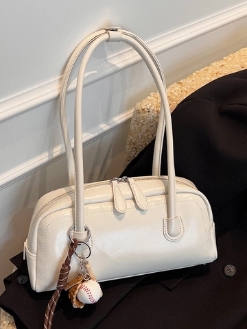 Bolso de Axila Retro de PU Tipo Baguette para Mujer Costura de Contraste Bolso de Hombro de Lujo Moda Otoño Invierno
