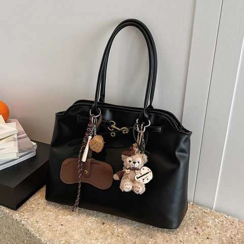 Bolso Tote de Cuero PU de Gran Capacidad para Mujer Bolso de Hombro Urbano Minimalista Bolso de Mano Vintage para Trabajo Diario