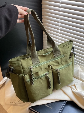 Borsa Tote in Nylon Multitasche Grande Capacità Stile Giapponese Borsa a Tracolla Casual per Donna Uomo