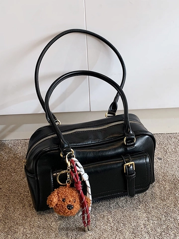 Borsa a Tracolla da Donna in Pelle PU Retrò Borsa da Ascella Minimalista alla Moda con Tasca con Fibbia Dorata Borsa Pendolare