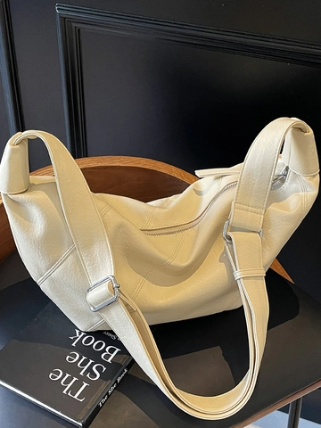 Minimalist Large Capacity PU Leather Hobo Bag Women Dumpling Shaped Crossbody Bag Solid Color Commuter Shoulder Bag Daily