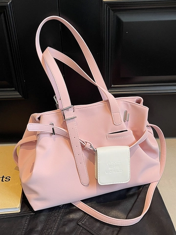 Borsa Tote in Pelle PU di Grande Capacità Minimalista Rétro per Donna Versatile Borsa a Tracolla Pendolare Con Pochette