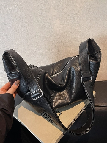 Bolso Hobo de Cuero PU con Plisado Vintage para Mujer Color Sólido Gran Capacidad Bolso Bandolera Dumpling para Viaje Diario Bolso de Hombro Chic