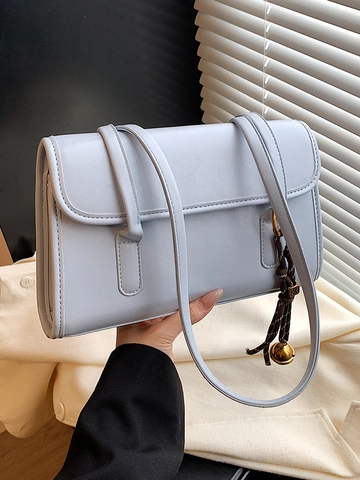 Trendy Minimalistische Dames Olie Wax PU Leer Okseltas Mode Envelop Schoudertas Met Belhanger Crossbody Tas