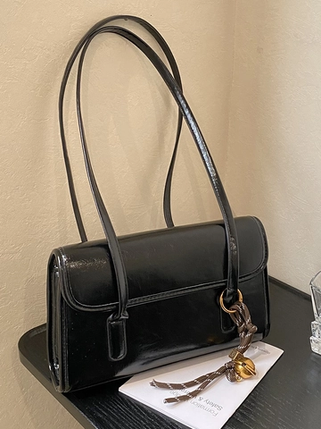 Trendy Minimalistische Dames Olie Wax PU Leer Okseltas Mode Envelop Schoudertas Met Belhanger Crossbody Tas