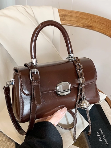 Borsa Quadrata a Mano in Pelle PU Retrò da Donna Con Chiusura in Metallo Tracolla Regolabile Casual Pendolarismo Borsa a Tracolla