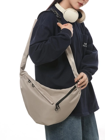 Japanese Style Unisex Nylon Dumpling Bag Large Capacity Crossbody Bag For Casual Travel Daily Commuting Minimalist Shoulder Bag