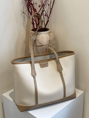 Borsa Tote da Donna in Pelle PU Martellata di Grande Capacità Borsa a Tracolla Minimalista per Pendolari Con Doppie Cinghie
