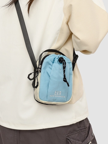 Dames Oxford Stof Crossbody Telefoontasje Geborduurd Letter Contrastkleur Trekkoord Klein Outdoor Sport Schoudertas