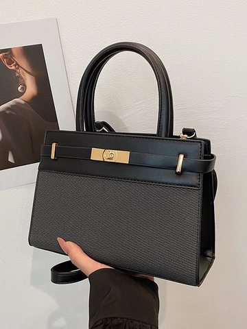 Mode Spleißen Damen Kelly Stil Handtasche PU Leder Kontrastfarbe Umhängetasche Pendler Elegant Crossbody Kleine Quadratische Tasche