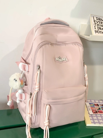 Japanese Style Minimalist Solid Color Large Capacity Backpack Waterproof Nylon School Bag For Students Casual Travel Bag